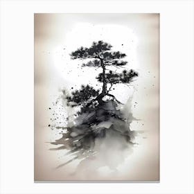 Japanese Tree black white Canvas Print