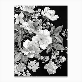 Great Japan Hokusai Monochrome Flowers 1311 Canvas Print