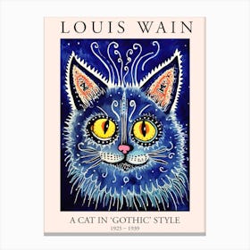 Louis Wain, A Cat In Gothic Style, Blue Cat Poster 11 Canvas Print