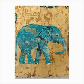 Baby Elephant Gold Effect Collage 1 Canvas Print
