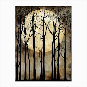 Full Moon In The Forest Art Canvas Print