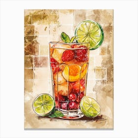 Pimm S Cup Watercolour Inspired Illustration 2 Canvas Print