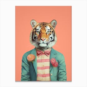 Tiger Illustrations Wearing A Summer Shirt 3 Canvas Print