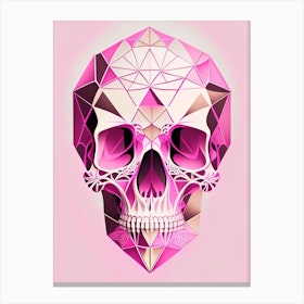 Skull With Geometric Designs Pink Line Drawing Canvas Print