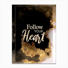 Follow Your Heart Gold Star Space Motivational Quote Canvas Print