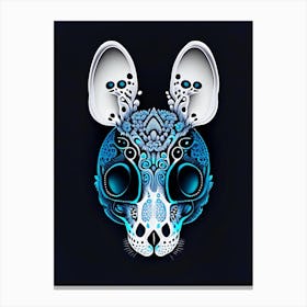 Animal Skull 2 Blue Doodle Canvas Print