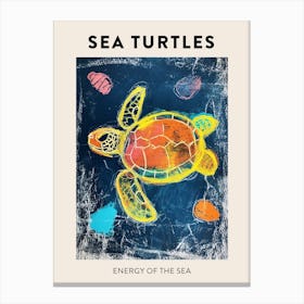 Sea Turtles & Shells Doodle Poster Canvas Print