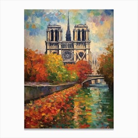 Notre Dame Paris France Monet Style 3 Canvas Print