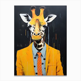 Giraffe in yellow suit Canvas Print