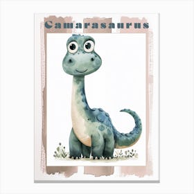 Cute Watercolour Of A Camarasaurus Dinosaur 1 Poster Canvas Print