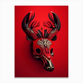 Animal Skull Red 2 Mexican Canvas Print