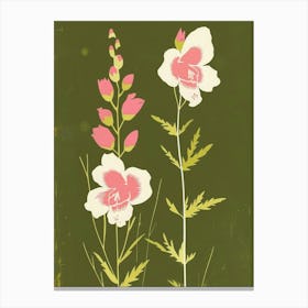 Pink & Green Delphinium 1 Canvas Print