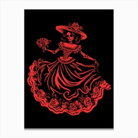  Day Of The Dead Skeleton Lady Canvas Print