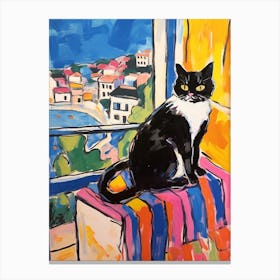 Painting Of A Cat In Marseille France 1 Canvas Print