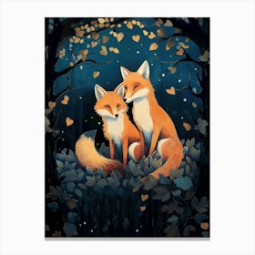 Foxes In The Forest 2 Canvas Print