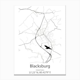 Blacksburg,United States Minimalist Map 1 Canvas Print