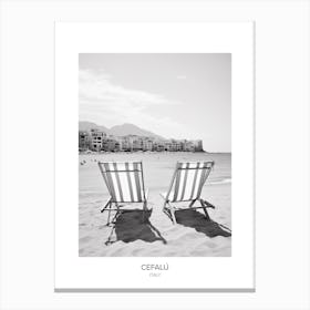 Poster Of Cefalu, Italy, Black And White Photo 4 Canvas Print