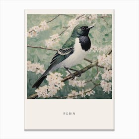 Ohara Koson Inspired Bird Painting Robin 3 Poster Canvas Print