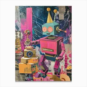 Retro Robot Kitsch Birthday Party 4 Canvas Print