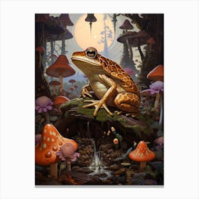 Mystical Mushroom Wood Frog 1 Canvas Print