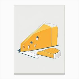 Gjetost Cheese Dairy Food Minimal Line Drawing Canvas Print