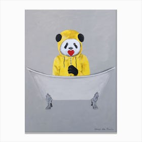 Panda With Lollipop In Bathtub Canvas Print