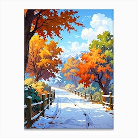 Autumn Road Background Canvas Print