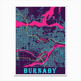 Burnaby Map Poster 1 Canvas Print