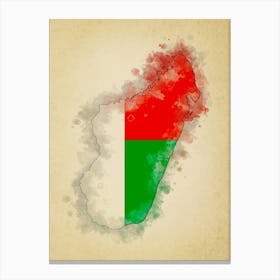 Madagascar Flag Vintage Canvas Print