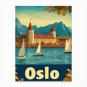 Aihrgdesign A Retro Travel Poster For Oslo 2 Canvas Print