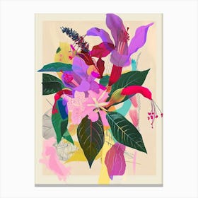 Fuchsia 4 Neon Flower Collage Canvas Print