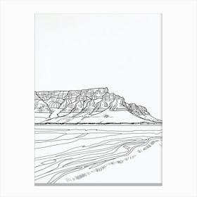 Table Mountain South Africa Line Drawing 8 Canvas Print