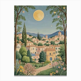 Moonlight In The Village Canvas Print