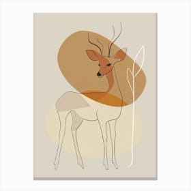 Deer - Boho, Line Art 6 Canvas Print