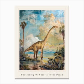 Dinosaur By The Sea Painting 3 Poster Canvas Print