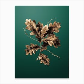 Gold Botanical English Oak on Dark Spring Green n.3296 Canvas Print