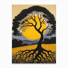 Discover The Beauty Of A Sunset Over A Landscape Filled With Black Tree (12) Canvas Print