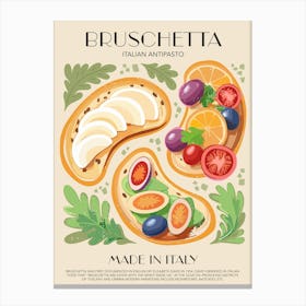 Bruschetta Print Kitchen Art Kitchen Poster Food Art Mid Century Modern Italian Canvas Print