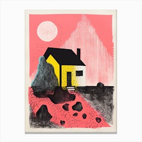 A House In Reykjavik, Abstract Risograph Style 2 Canvas Print