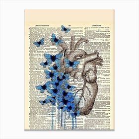 Heart With Butterflies On Dictionary Page Canvas Print