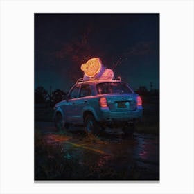 Car With A Neon Sign Canvas Print