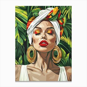 Tropical Woman In A Turban Canvas Print