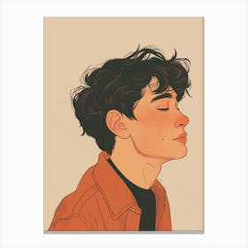 Cute Boy With Curly Hair Canvas Print