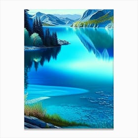 Crystal Clear Blue Lake Landscapes Waterscape Crayon 1 Canvas Print