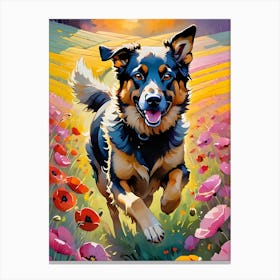 Dog In The Field Canvas Print