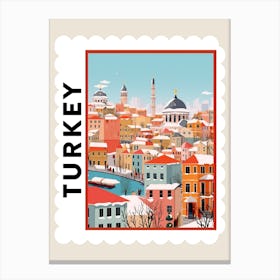 Retro Winter Stamp Poster Istanbul Turkey Canvas Print