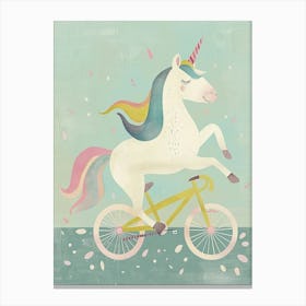 Pastel Storybook Style Unicorn On A Bike 1 Canvas Print