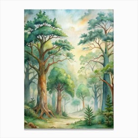 Watercolor Of A Forest Canvas Print