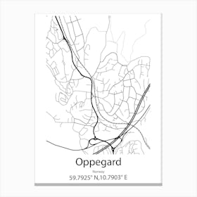 Oppegard,Norway Minimalist Map Canvas Print