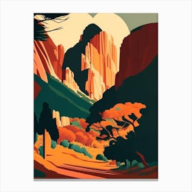 Zion National Park United States Of America Retro Canvas Print